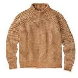 Outerknown Headlands Sweater Alpaca Wool Mock Neck XL Brown Chunky Knit Cozy NWT